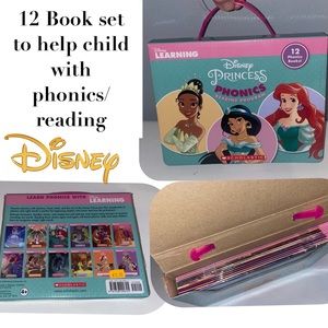 π 12 book set Disney phonics/reading books in carrying case